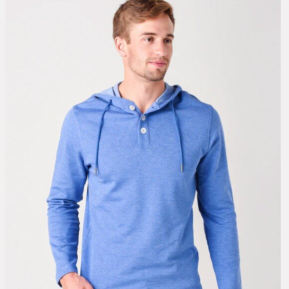 Mizzen Main Performance Stretch Henley Long Sleeve Hoodie Mens - Picture 4 of 6